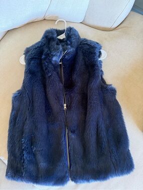 J. Crew Navy Faux Fur Vest